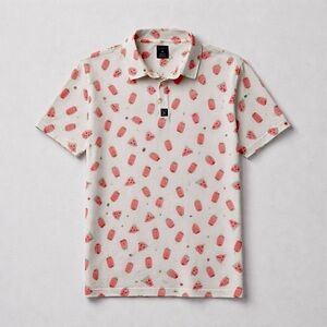 Golf Polo Con.Struct Performance White with Pink Watermelon,Popsicle Motif M-XL
